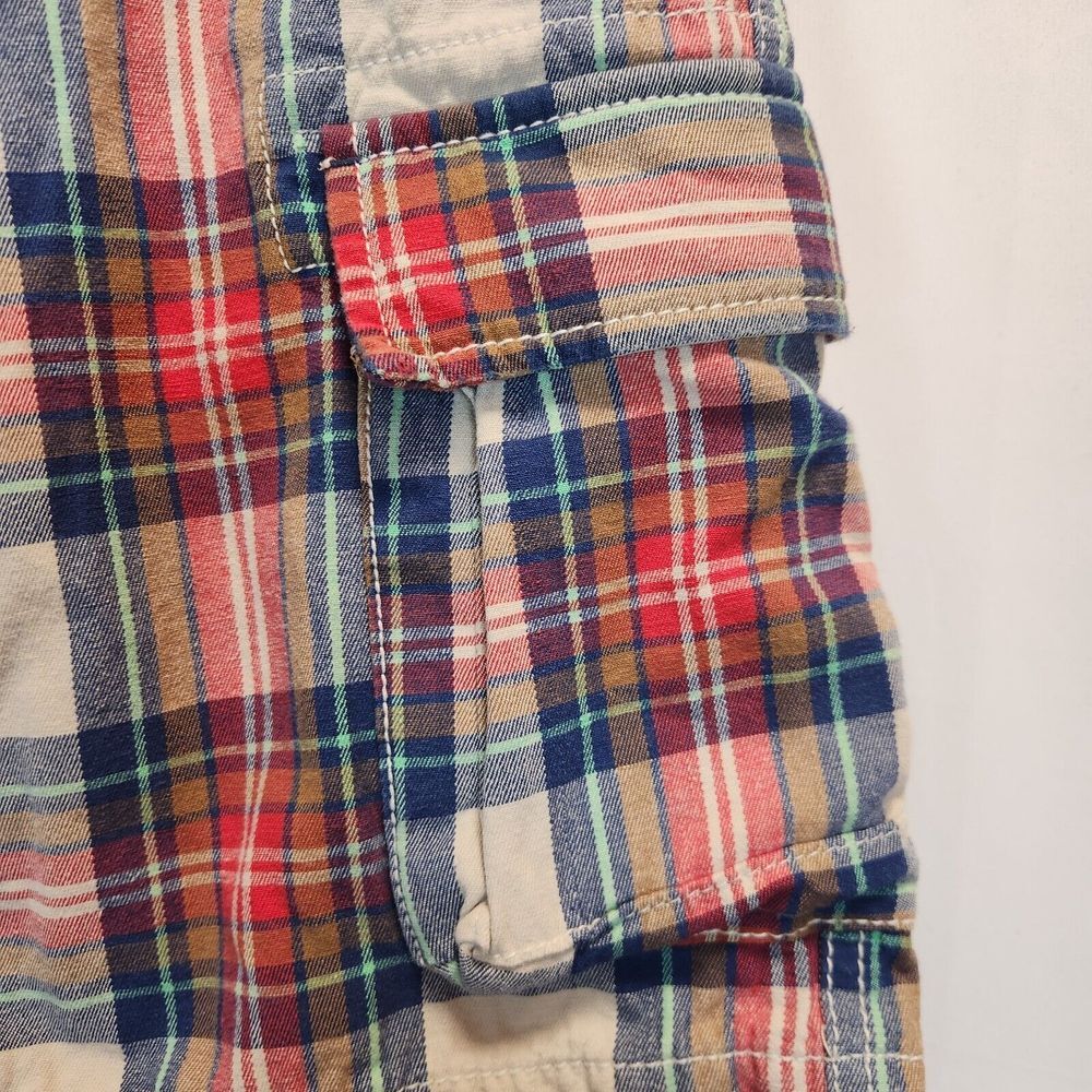 Mini Boden Boys Multicolored Plaid Cargo Shorts Size 8Y Adjustable Waist Cotton - Picture 4 of 7